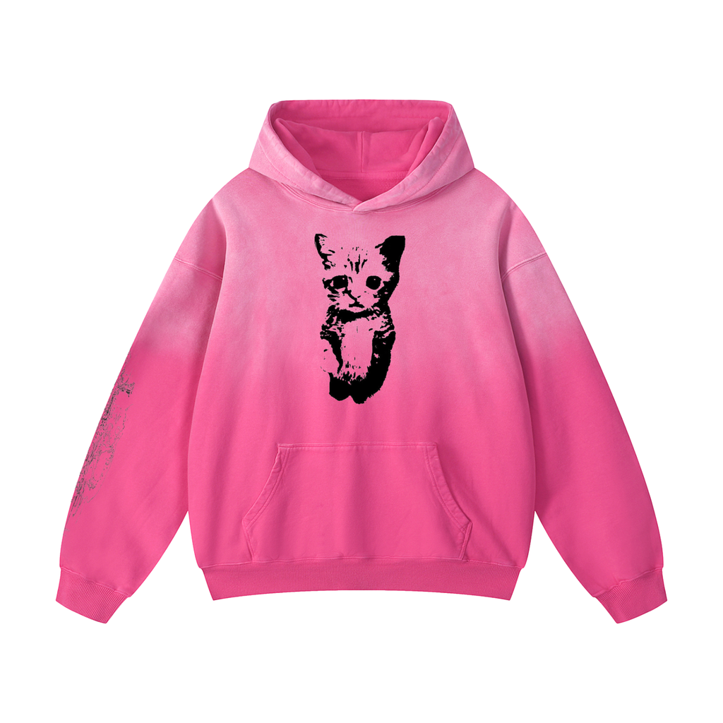 Gothic cat Heavyweight Sunfade Oversized Hoodie